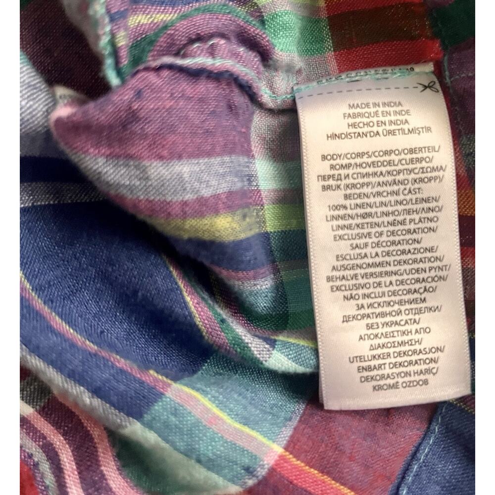 Polo Ralph Lauren Linen Madras Plaid Tunic Shirt Dress Cover Up Size 4 Coastal - Picture 16 of 16